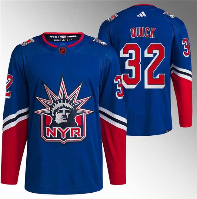Men%27s New York Rangers #32 Jonathan Quick Blue Reverse Retro Stitched Jersey->new york rangers->NHL Jersey